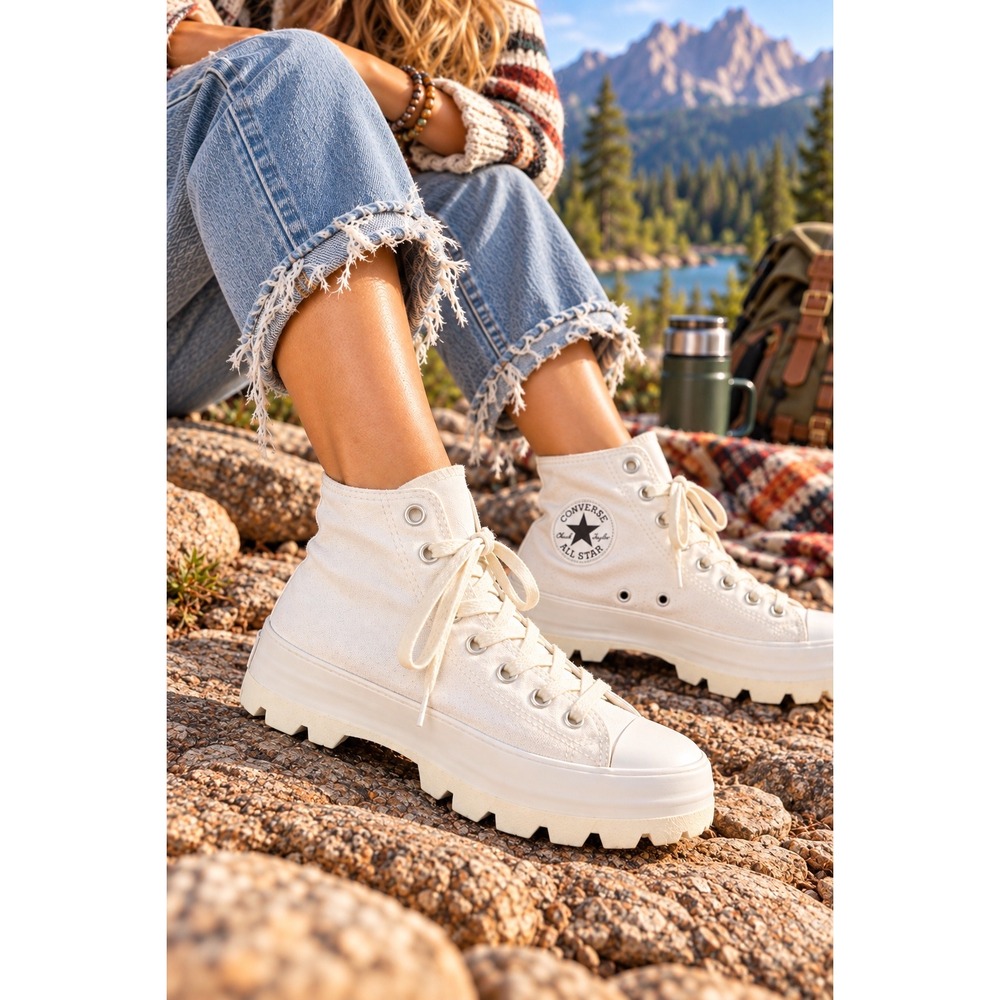 Converse Chuck Taylor All Star Lugged High Top White Canvas Sneakers 565902C